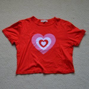 Red Cropped Heart Tee